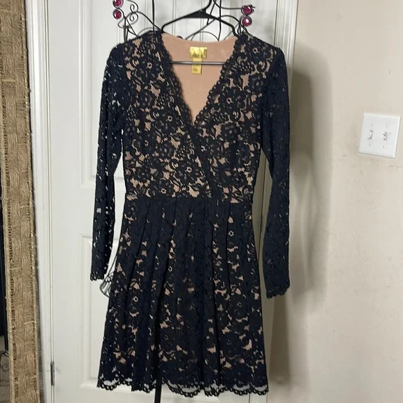 h&m black dress lace Justine Turtleneck Mini Dress - Caviar Black main image 0